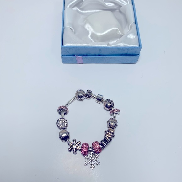 Silver Bracelet with Pink. & white Diamonds - Picture 3 of 8